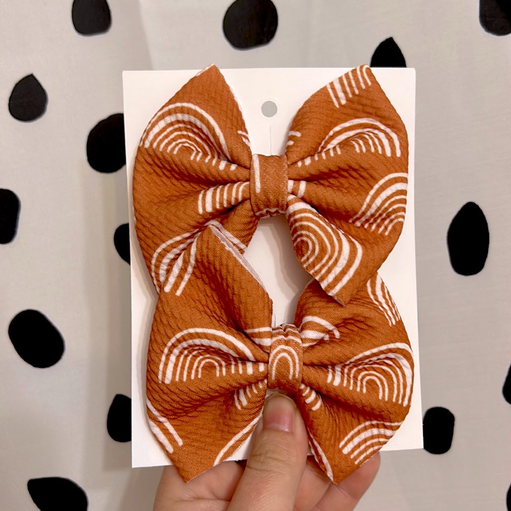 Burnt Orange Rainbow Hair Bows